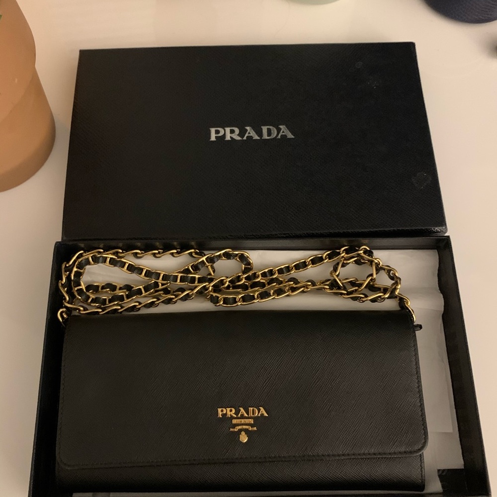 Prada Saffiano Leather Wallet-on-Chain